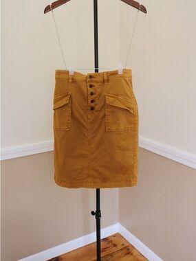 Pilcro and the Letterpress Mustard Button-Front Cargo Mini Skirt